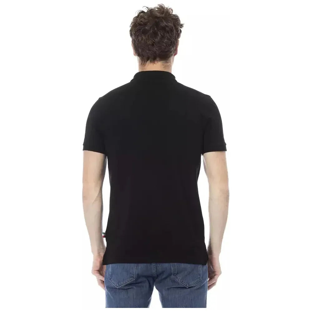 Baldinini Trend Black Cotton Men Polo Shirt Baldinini Trend