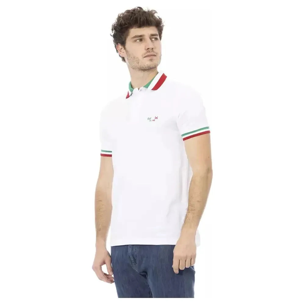 Baldinini Trend White Cotton Men Polo Shirt Baldinini Trend