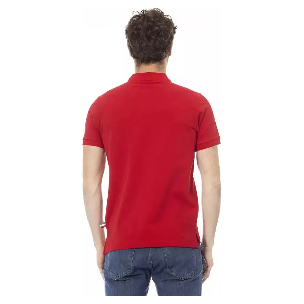 Baldinini Trend Red Cotton Men Polo Baldinini Trend