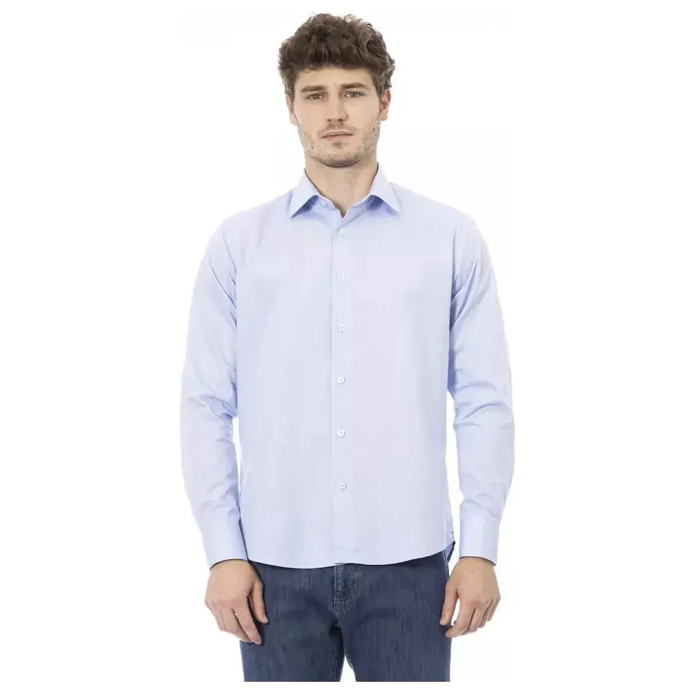 Baldinini Trend Light Blue Cotton Men Shirt Baldinini Trend