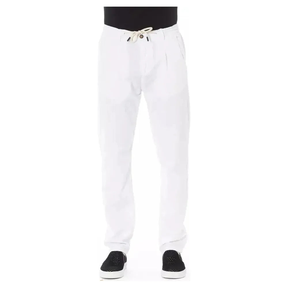 Baldinini Trend White Cotton Men Chino Pants Baldinini Trend