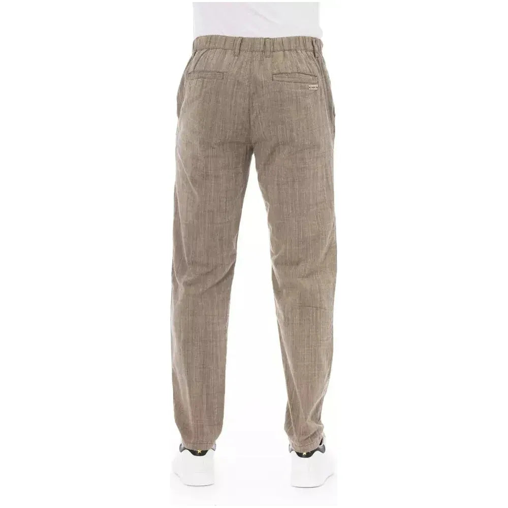 Baldinini Trend Beige Cotton Men Chino Pant Baldinini Trend