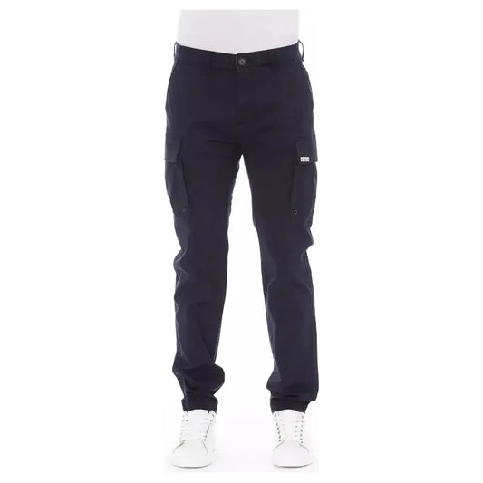 Baldinini Trend Blue Cotton Men's Cargo Trousers Baldinini Trend