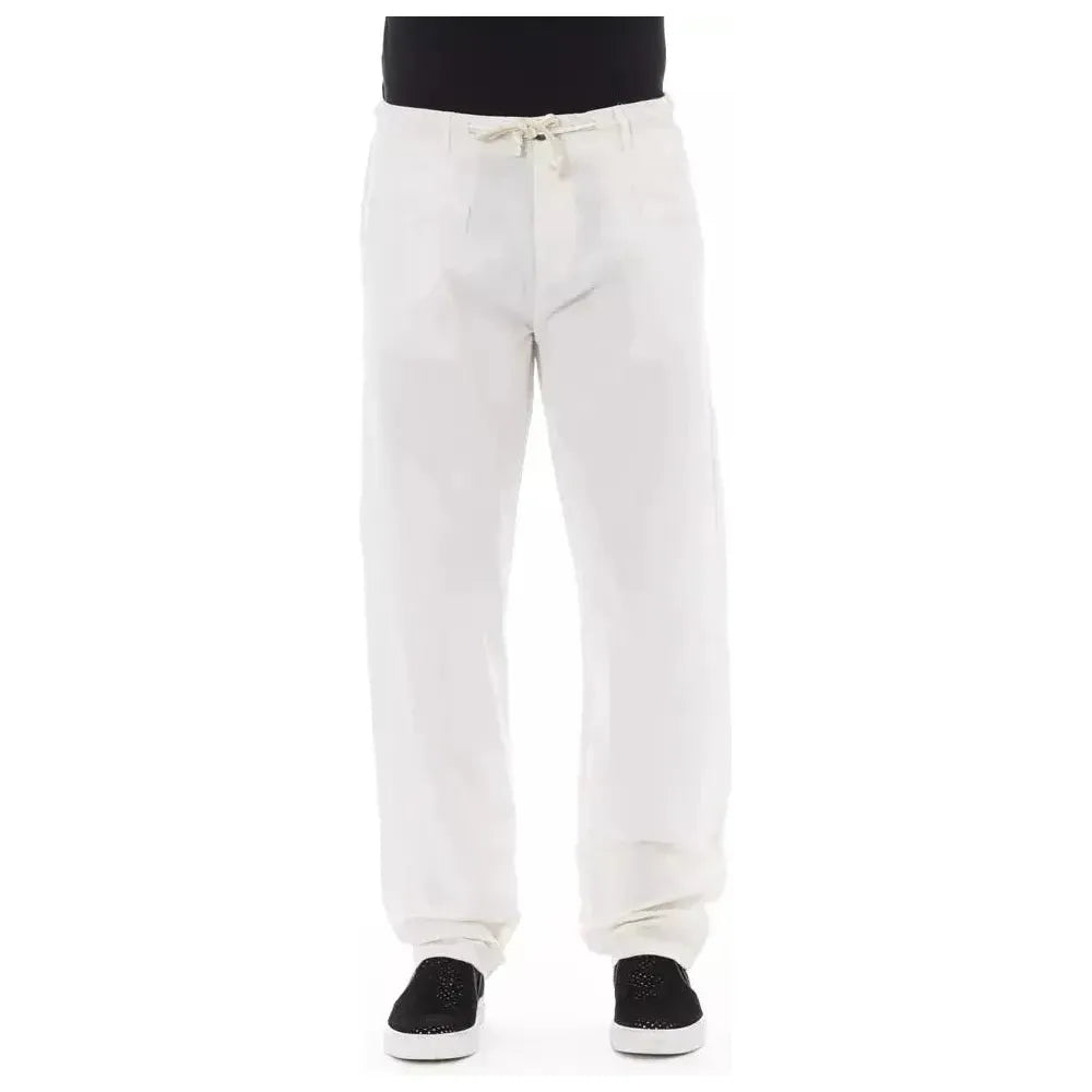 Baldinini Trend White Cotton Men Chino Pants Baldinini Trend