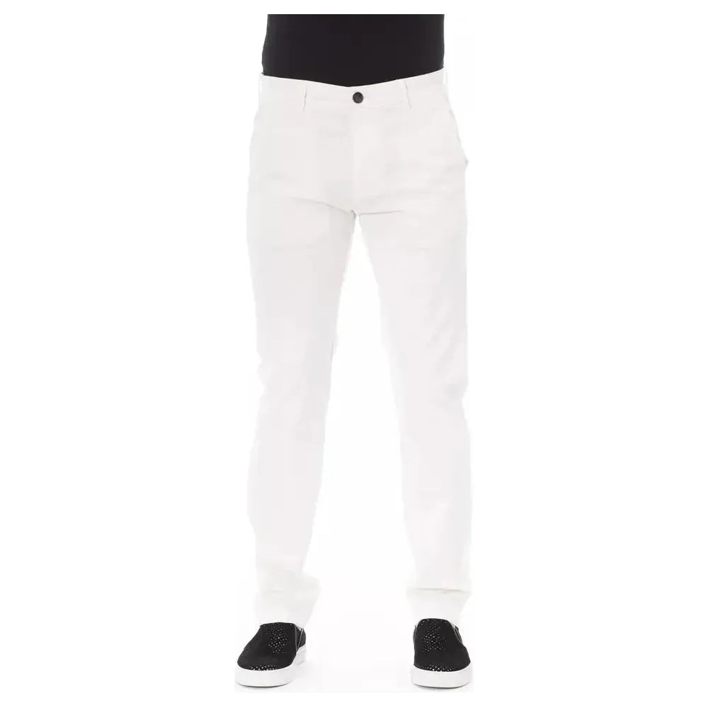 Baldinini Trend White Cotton Men Chino Pants Baldinini Trend