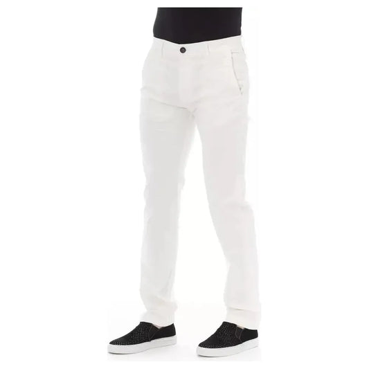 Baldinini Trend White Cotton Men Chino Pants Baldinini Trend