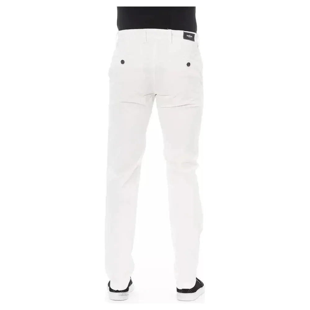 Baldinini Trend White Cotton Men Chino Pants Baldinini Trend