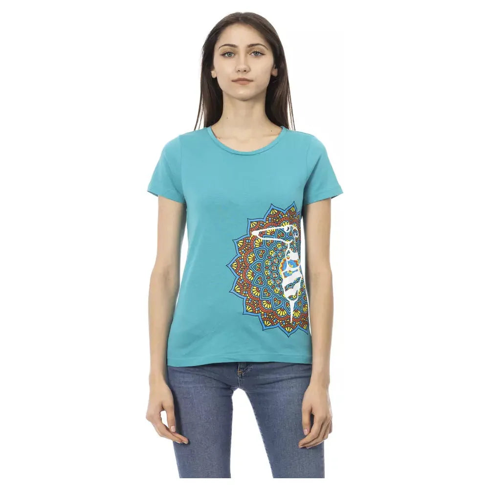 Trussardi Action Light Blue Cotton Women Top Trussardi Action