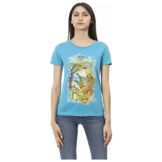 Trussardi Action Light Blue Cotton Women Top Trussardi Action