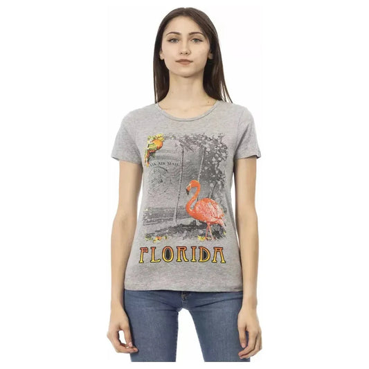 Trussardi Action Gray Cotton Women Top Trussardi Action