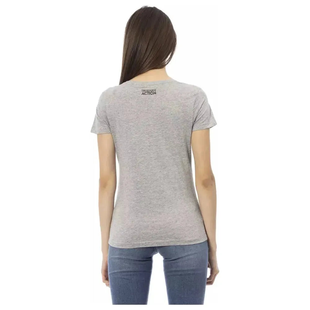 Trussardi Action Gray Cotton Women Top Trussardi Action