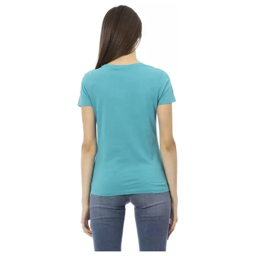 Trussardi Action Light Blue Cotton Womens Top Trussardi Action