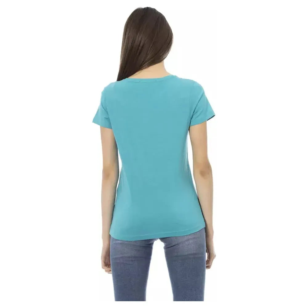 Trussardi Action Light Blue Cotton Women Top Trussardi Action