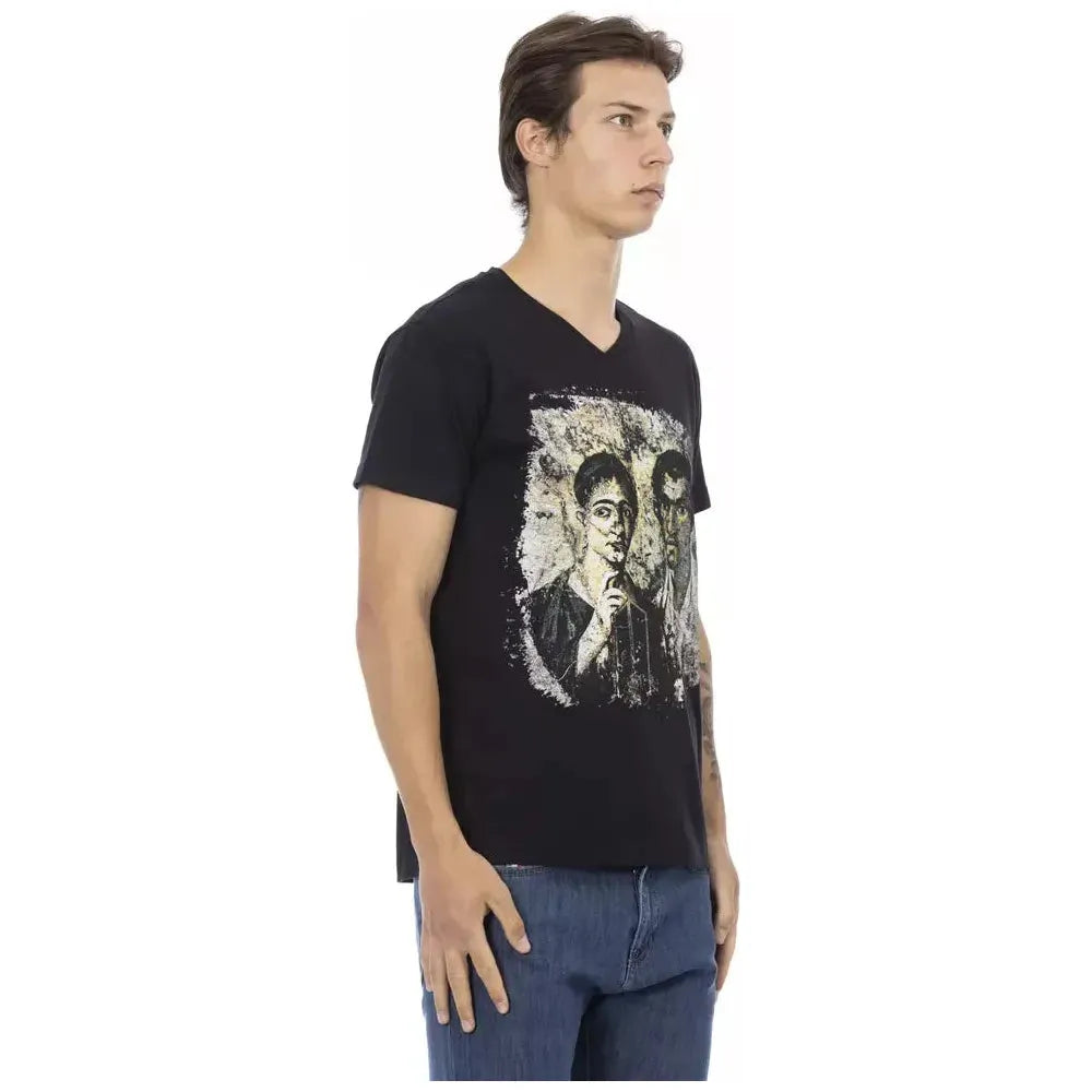 Trussardi Action Black Cotton Men T-Shirt Trussardi Action