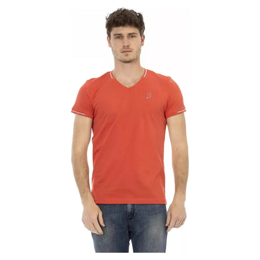 Trussardi Action Orange Cotton Men's V-Neck T-Shirt Trussardi Action