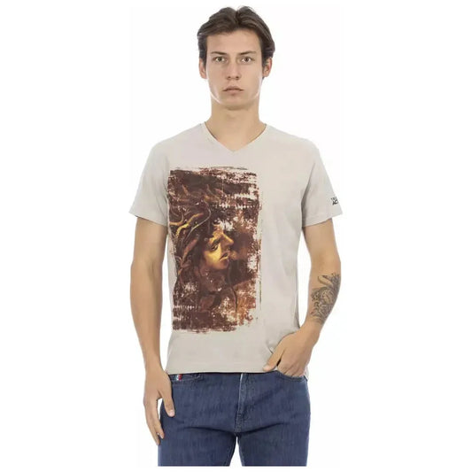 Trussardi Action Beige Cotton Men T-Shirt