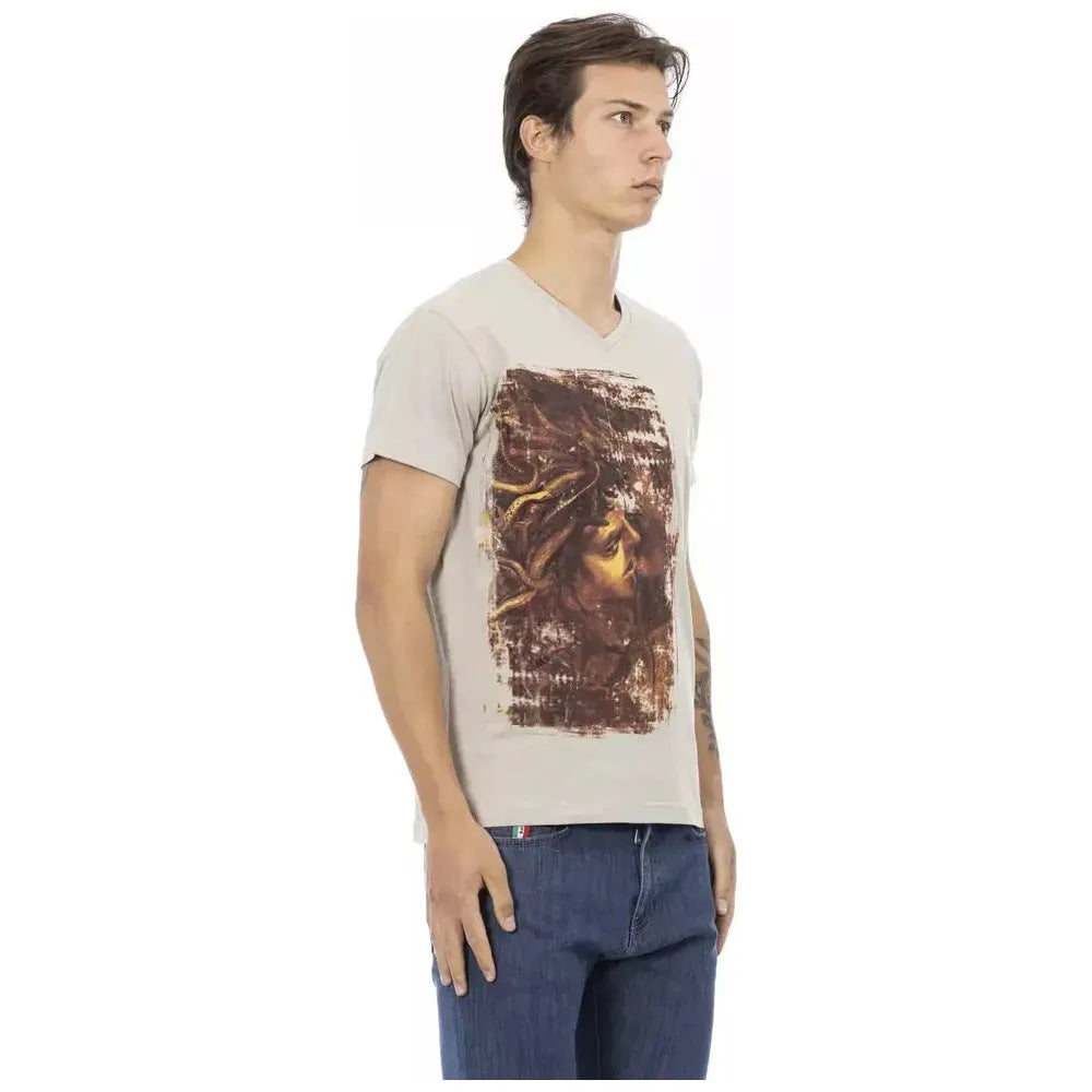 Trussardi Action Beige Cotton Men T-Shirt Trussardi Action