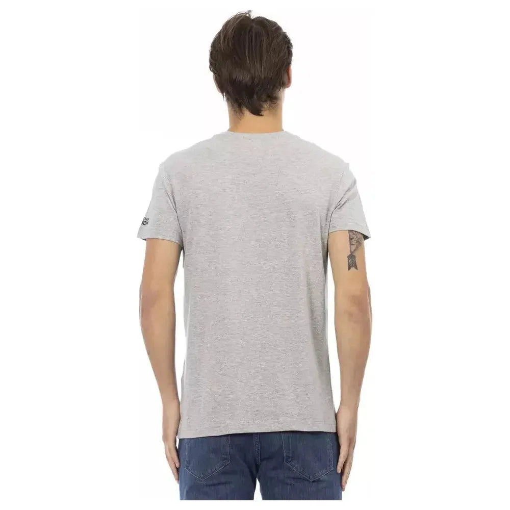 Trussardi Action Gray Cotton Men V-Neck T-Shirt Trussardi Action