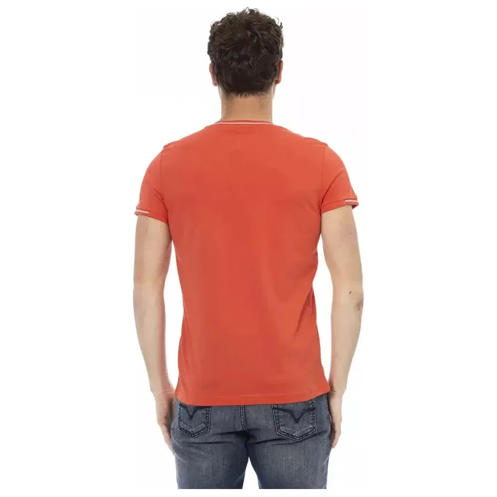 Trussardi Action Orange Cotton Men's V-Neck T-Shirt Trussardi Action