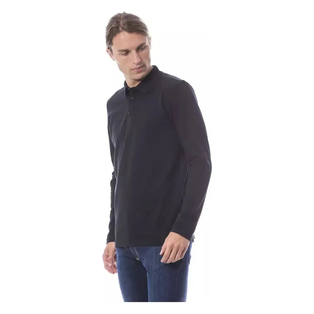 Verri Black Cotton Men Polo Shirt Long Sleeve