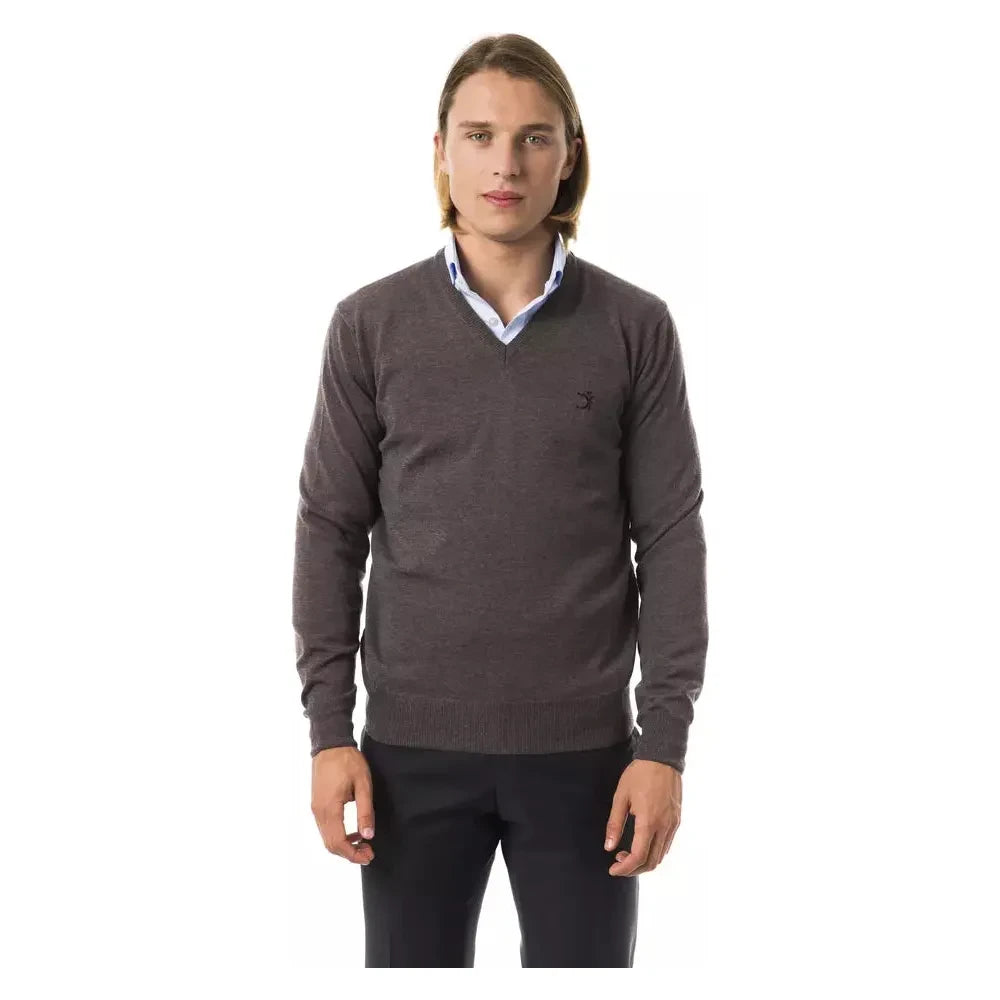 Uominitaliani Gray Merino Men Sweater Uominitaliani