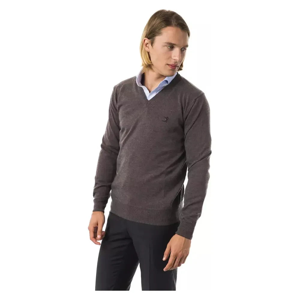 Uominitaliani Gray Merino Men Sweater Uominitaliani