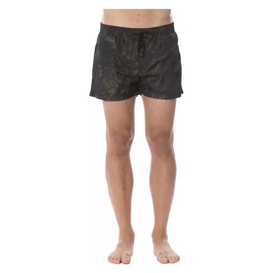 Roberto Cavalli Sport Army Polyester Men Swim Trunk Roberto Cavalli Sport