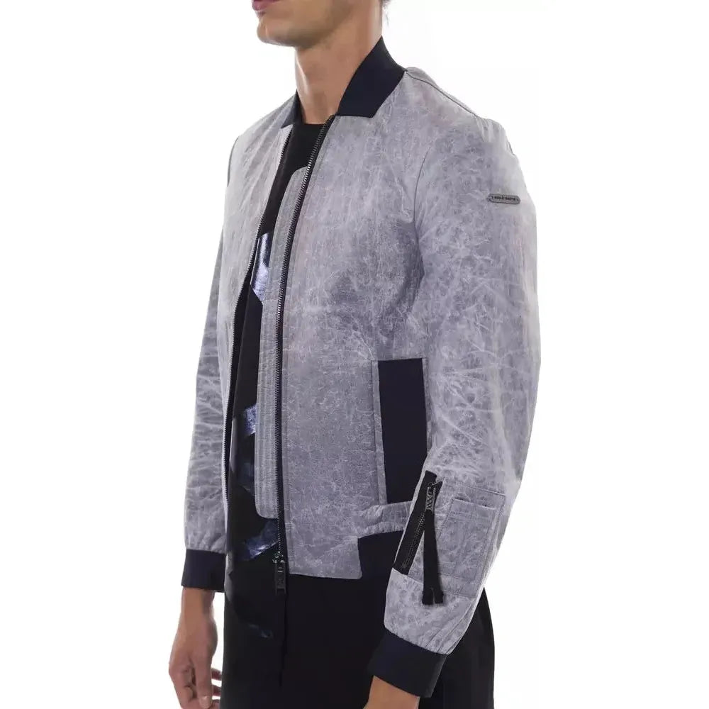 Nicolo Tonetto Gray Polyester Men Bomber Jacket Coats & Jackets