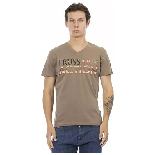 Trussardi Action Brown Cotton Men's T-Shirt Trussardi Action