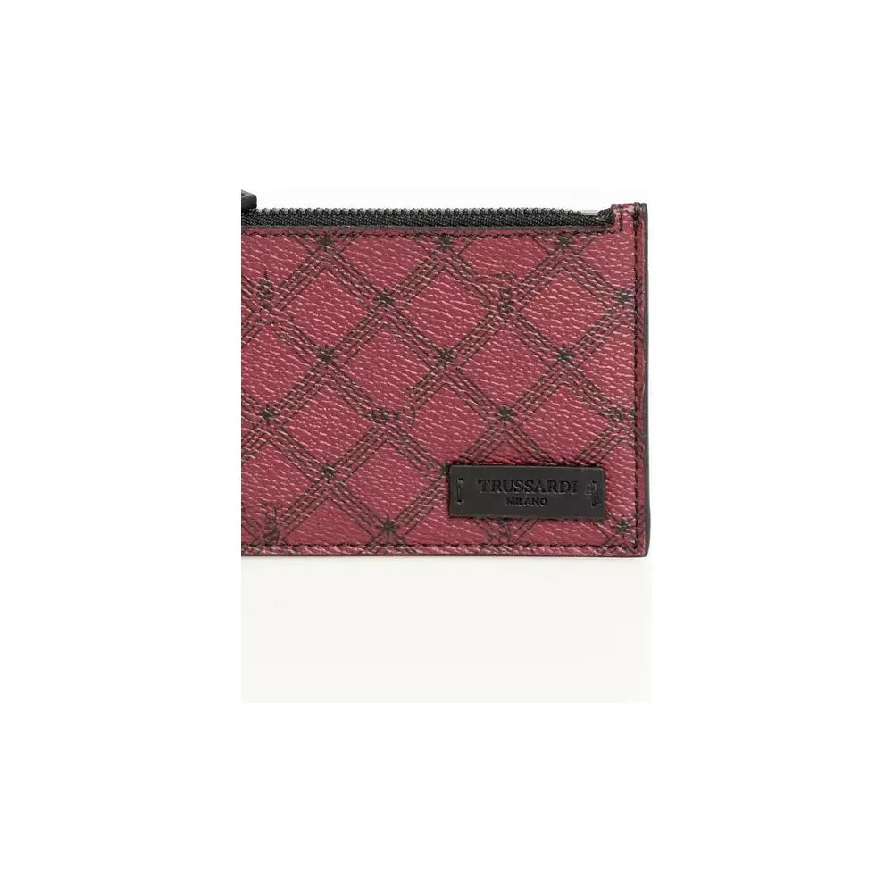 Trussardi Elegant Geometric Leather Card Holder Wallet Trussardi