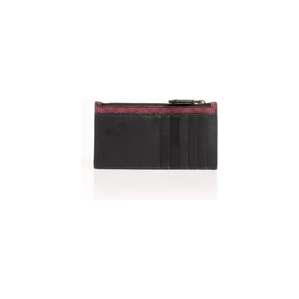 Trussardi Elegant Geometric Leather Card Holder Wallet Trussardi