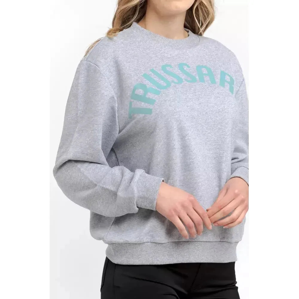 Trussardi Gray Cotton Women Sweater Trussardi Light Gray