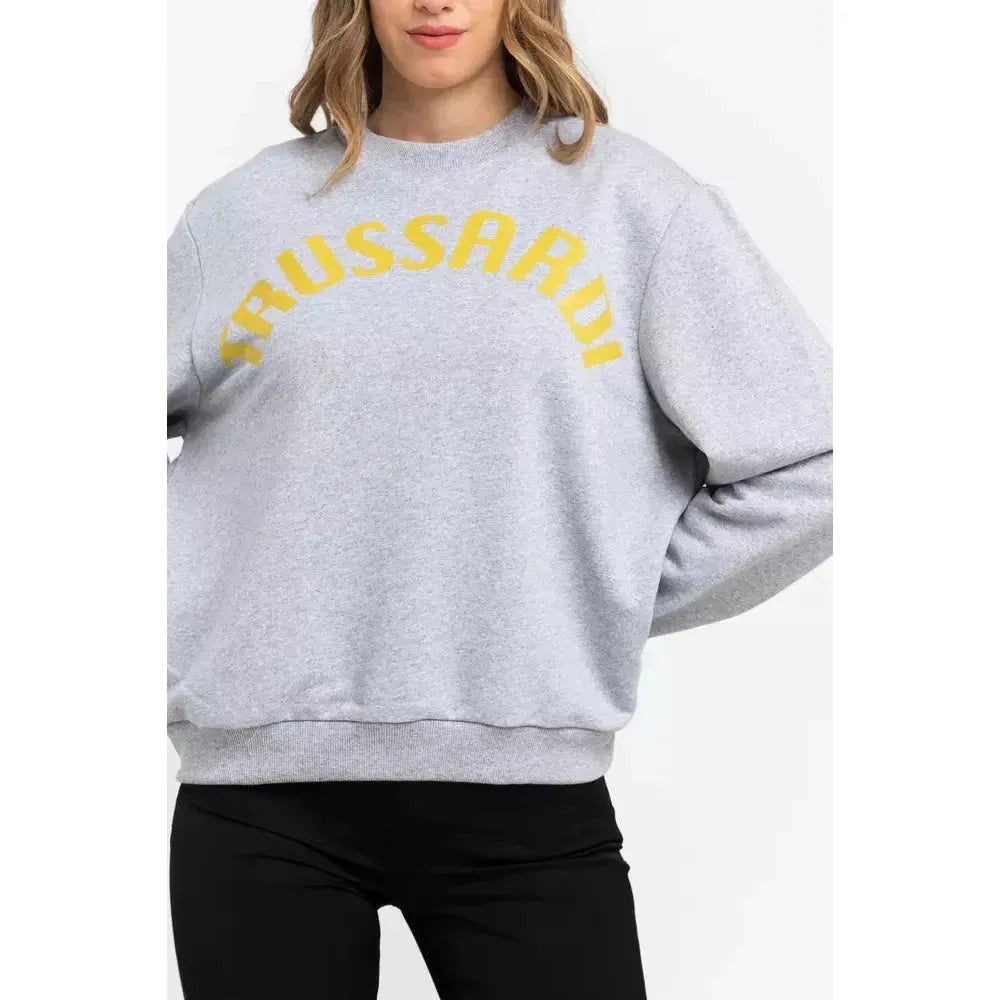 Trussardi Gray Cotton Women Sweater Trussardi Light Gray