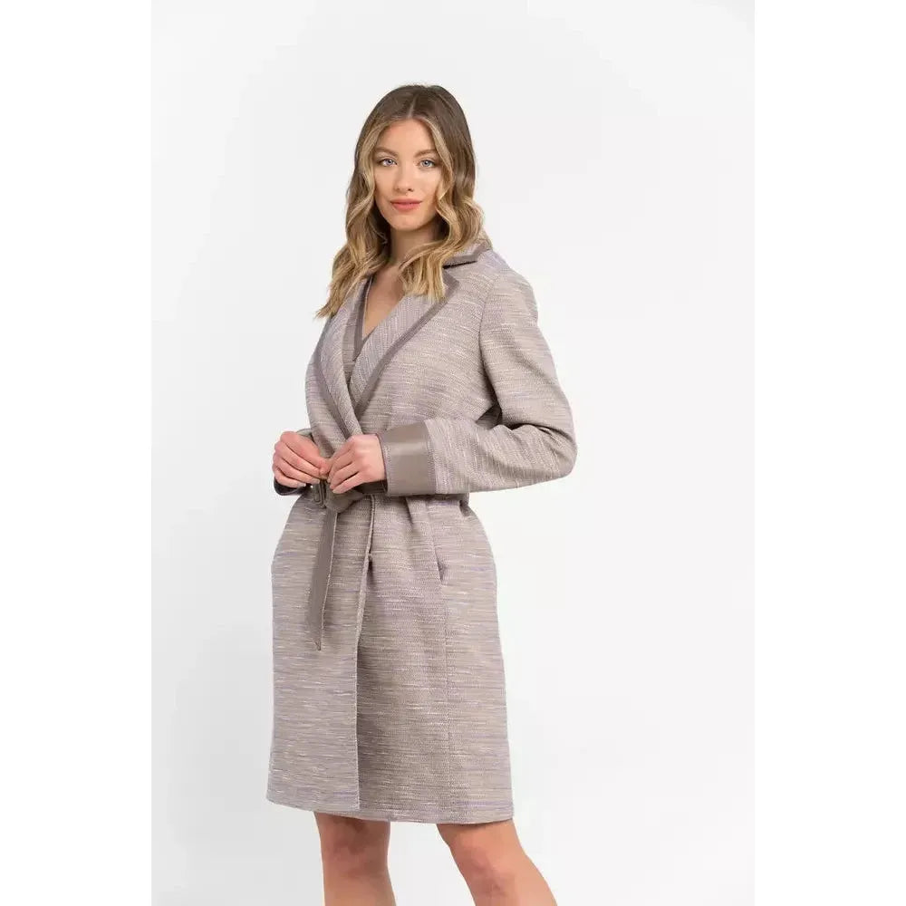 Trussardi Beige Cotton Women Coat Dress Trussardi White Smoke