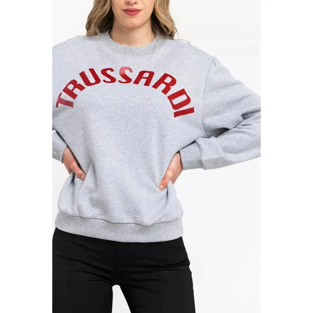 Trussardi Gray Cotton Women Sweater Trussardi Light Gray