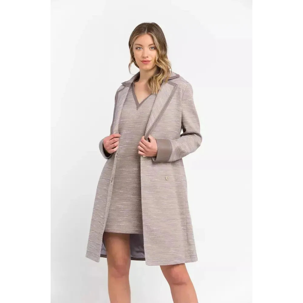 Trussardi Beige Cotton Women Coat Dress Trussardi Antique White