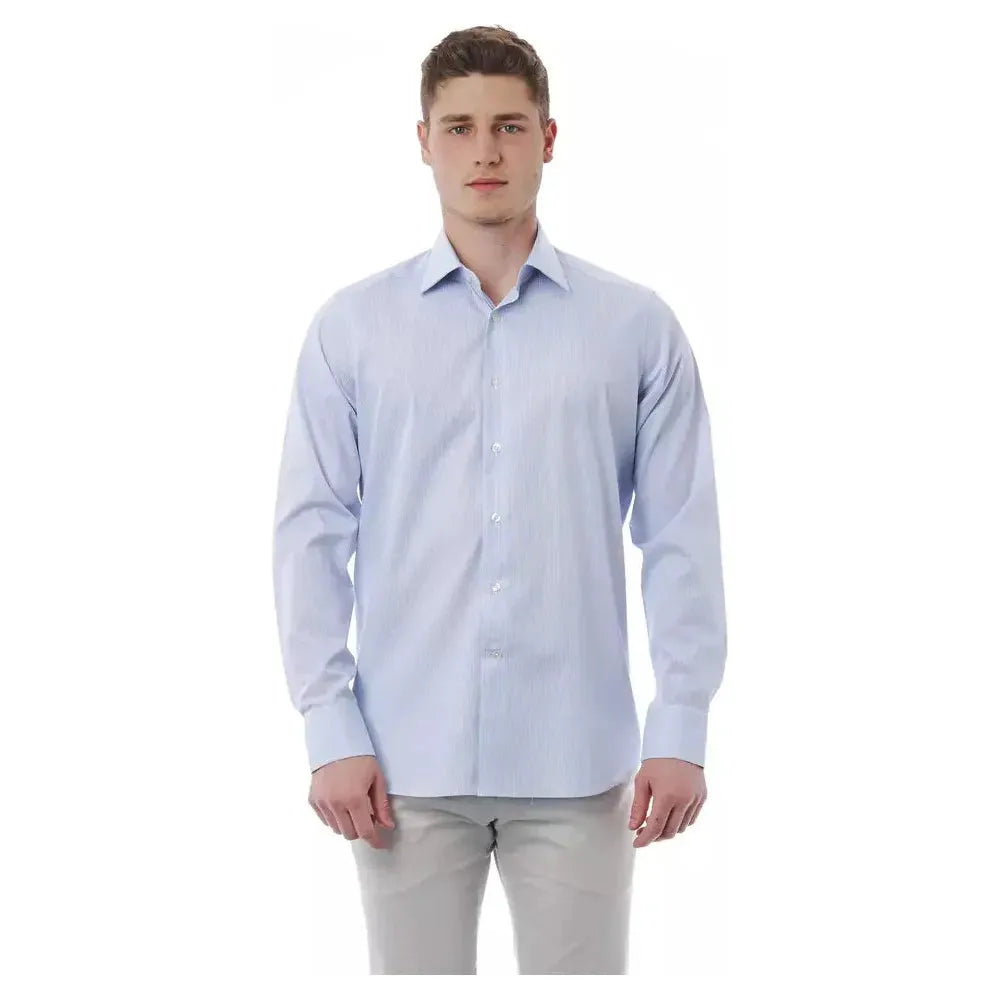 Bagutta Light Blue Cotton Men Shirt Bagutta