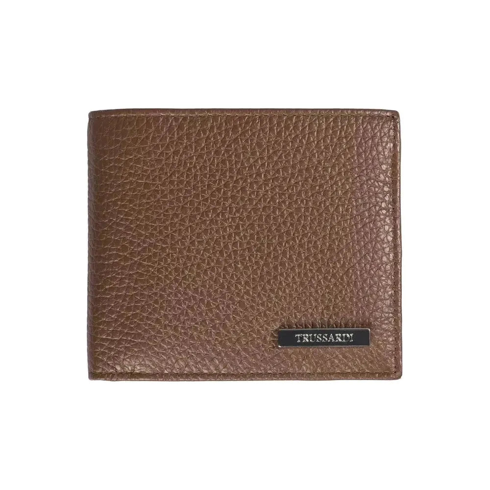 Trussardi Brown Leather Men Wallet MAN WALLETS Trussardi Dark Olive Green