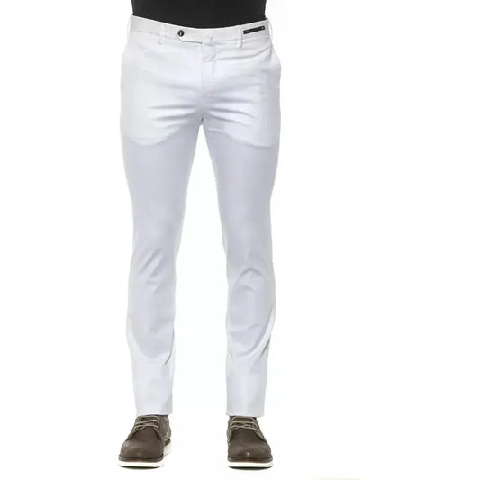 PT Torino White Cotton Slim Mens Trouser Jeans & Pants PT Torino