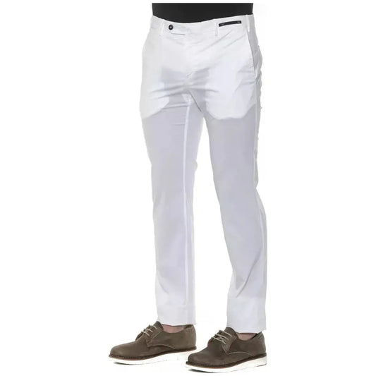 PT Torino White Cotton Mens Trouser Jeans & Pants PT Torino