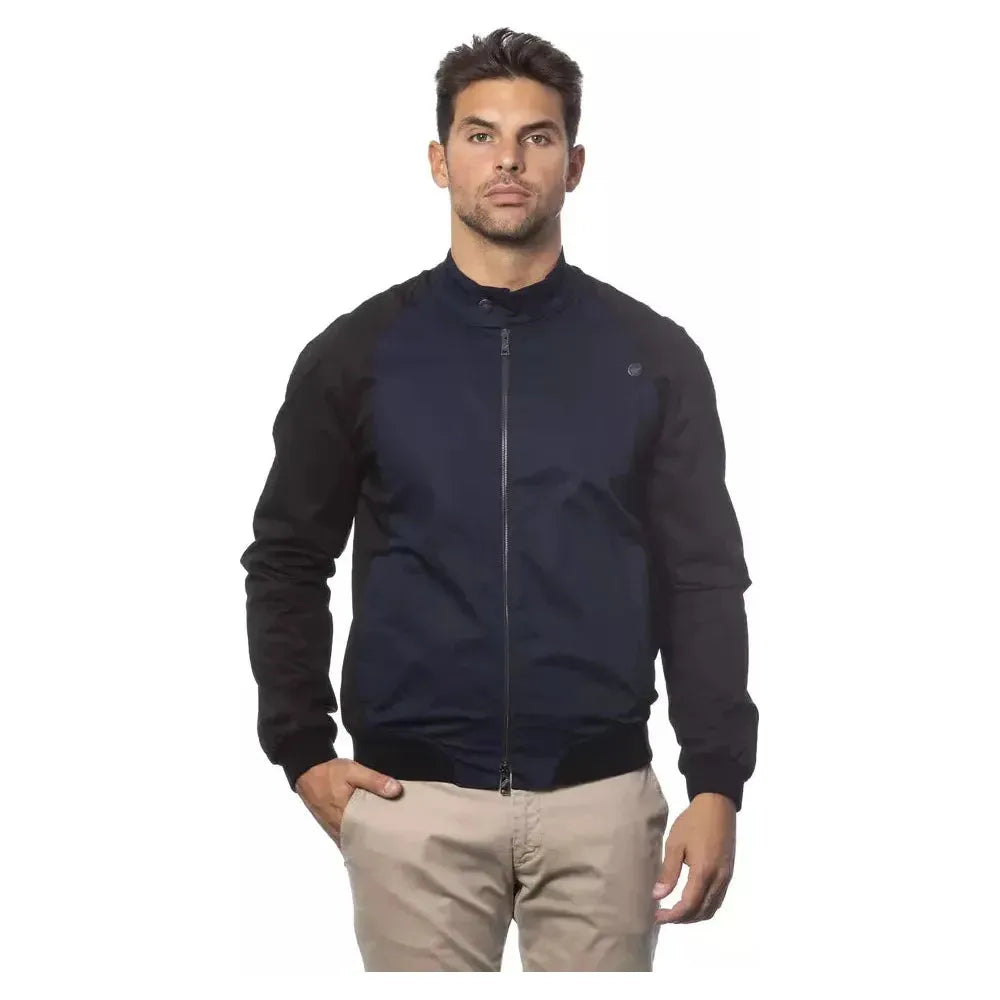 Verri Blue Cotton Men's Bomber Jacket Coats & Jackets Verri