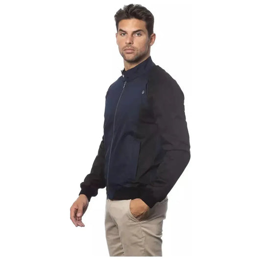 Verri Blue Cotton Men's Bomber Jacket Coats & Jackets Verri