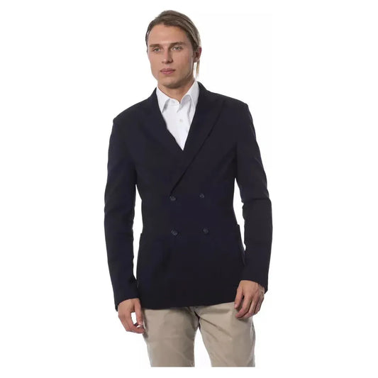 Verri Blue Viscose Men Blazer Verri