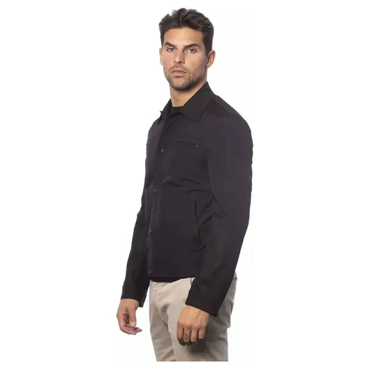 Verri Black Cotton Men Bomber Jacket Coats & Jackets Verri