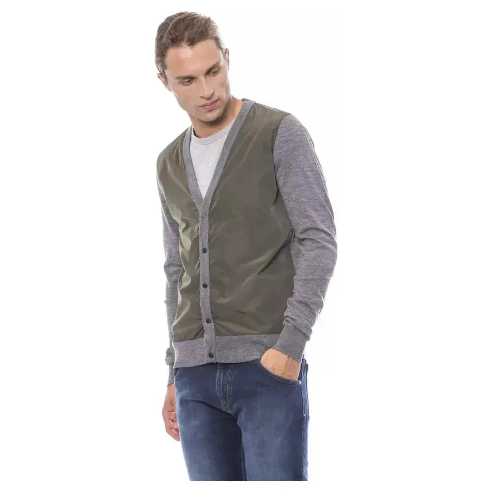 Verri Gray Wool Men Cardigan Verri