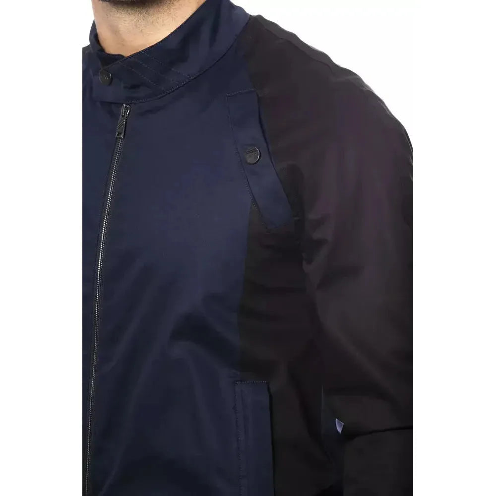 Verri Blue Cotton Men's Bomber Jacket Coats & Jackets Verri