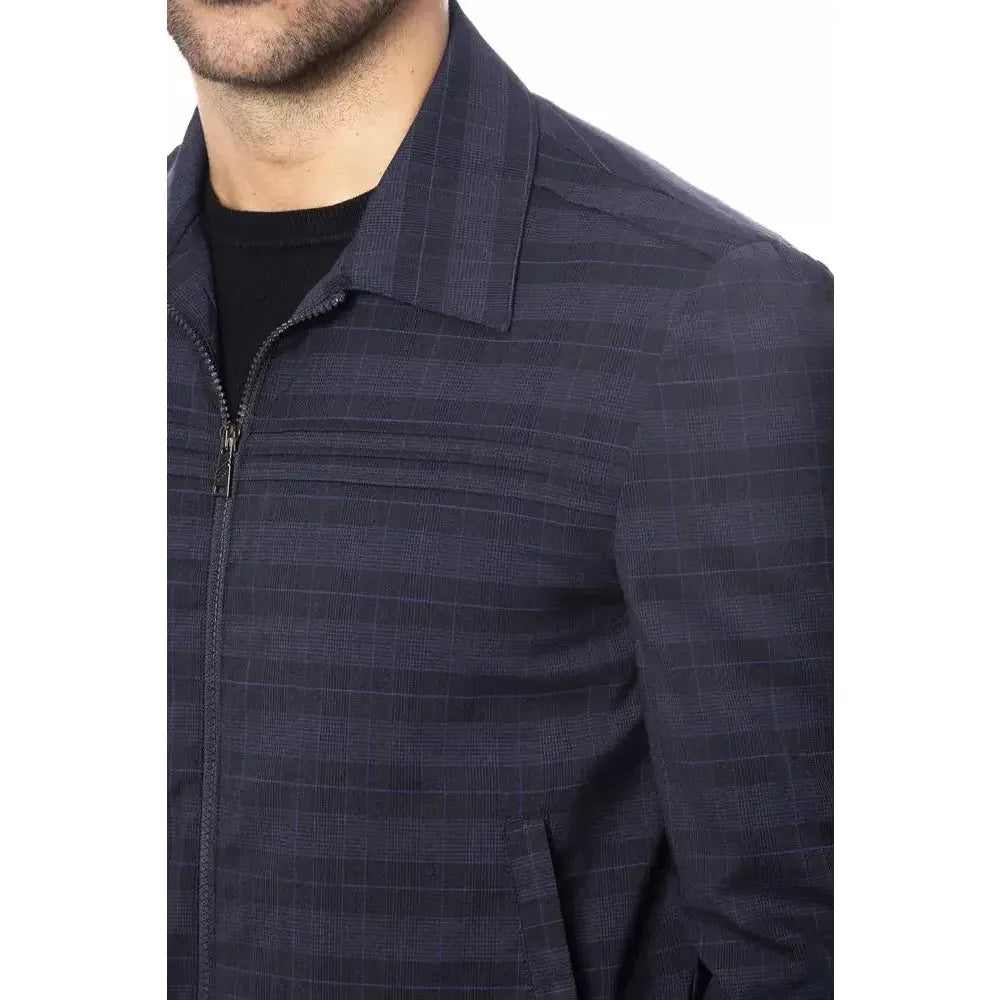 Verri Blue Wool Men Bomber Jacket Coats & Jackets Verri