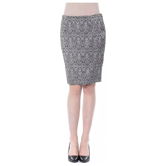 BYBLOS Black Viscose Women Skirt 1728,67345744032,Black and White,BYBLOS,Clothing,IT42|M,IT44|L,Midi - Skirts - Clothing,New with tags,Skirts - Clothing,Skirts - Women - Clothing,Women,Women - Clothing