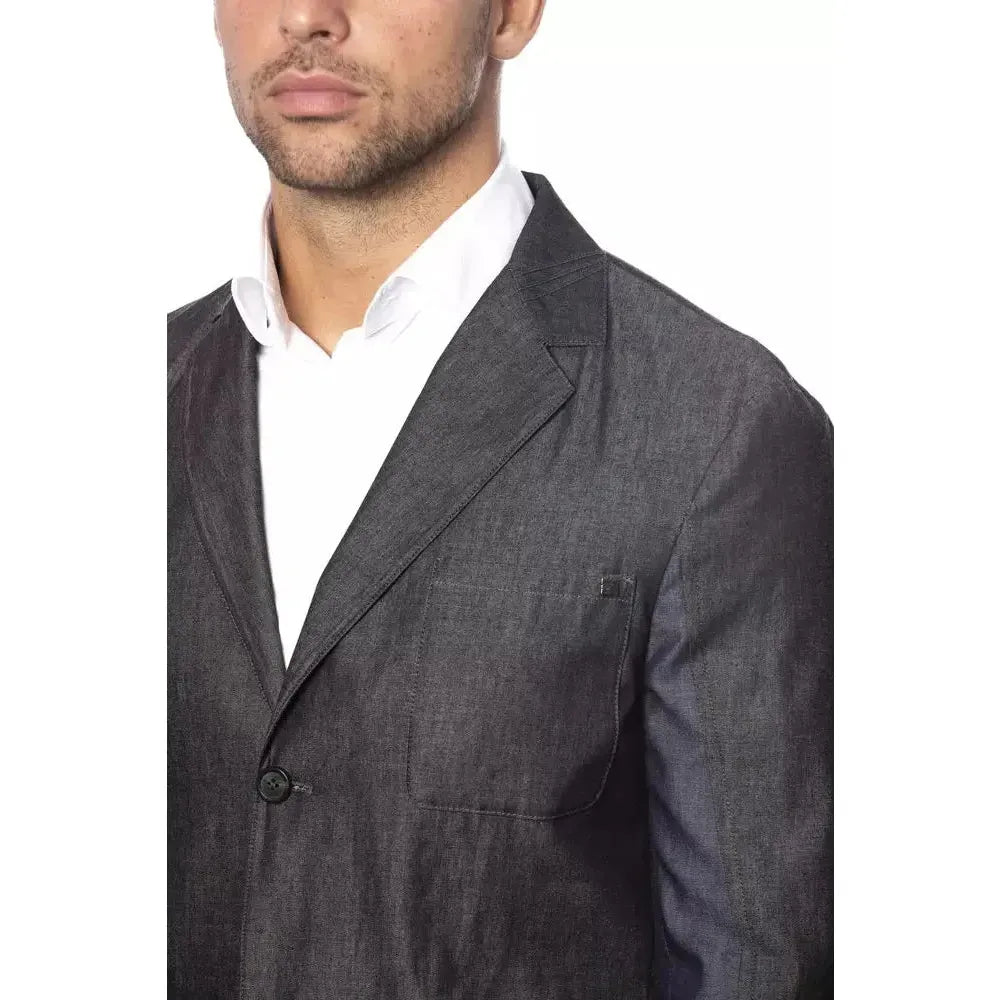 Verri Gray Cotton Men Blazer Verri