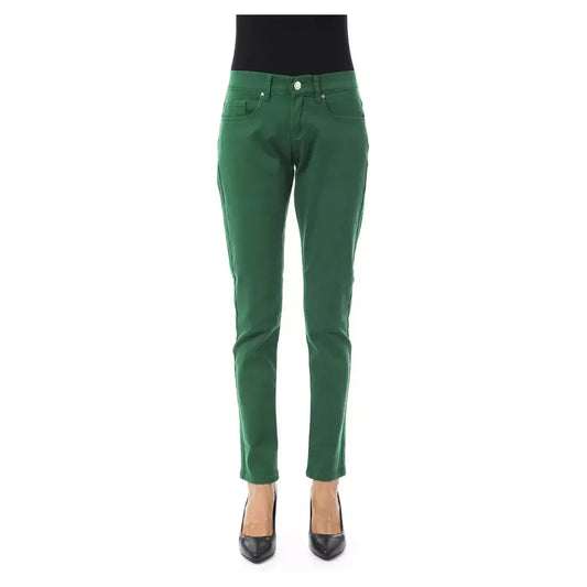 Chic Green Slim Fit Cotton Pants